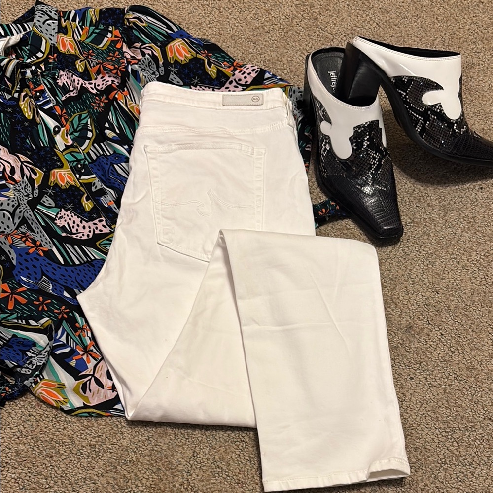 Ag Adriano Goldschmied White Straight Leg Jeans